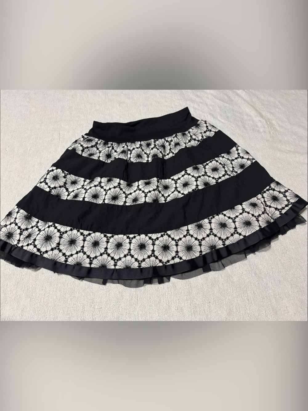 Joe Benbasset Black and White Floral Circle Skirt